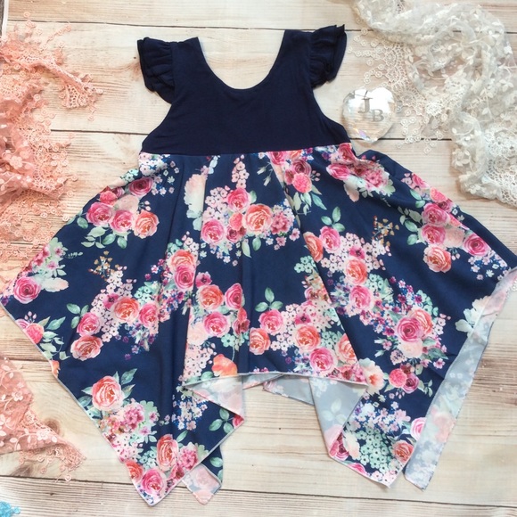 girls navy floral dress